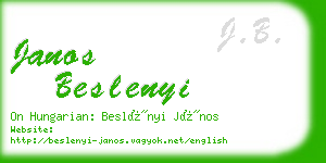 janos beslenyi business card